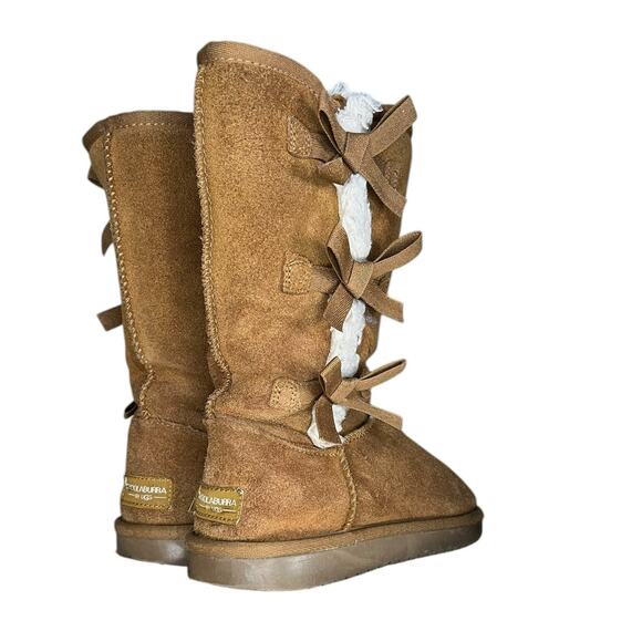 Girls Koolaburra by UGG Bailey Bow Tall Pull On Boots Size 3 Brown Suede - Picture 4 of 6